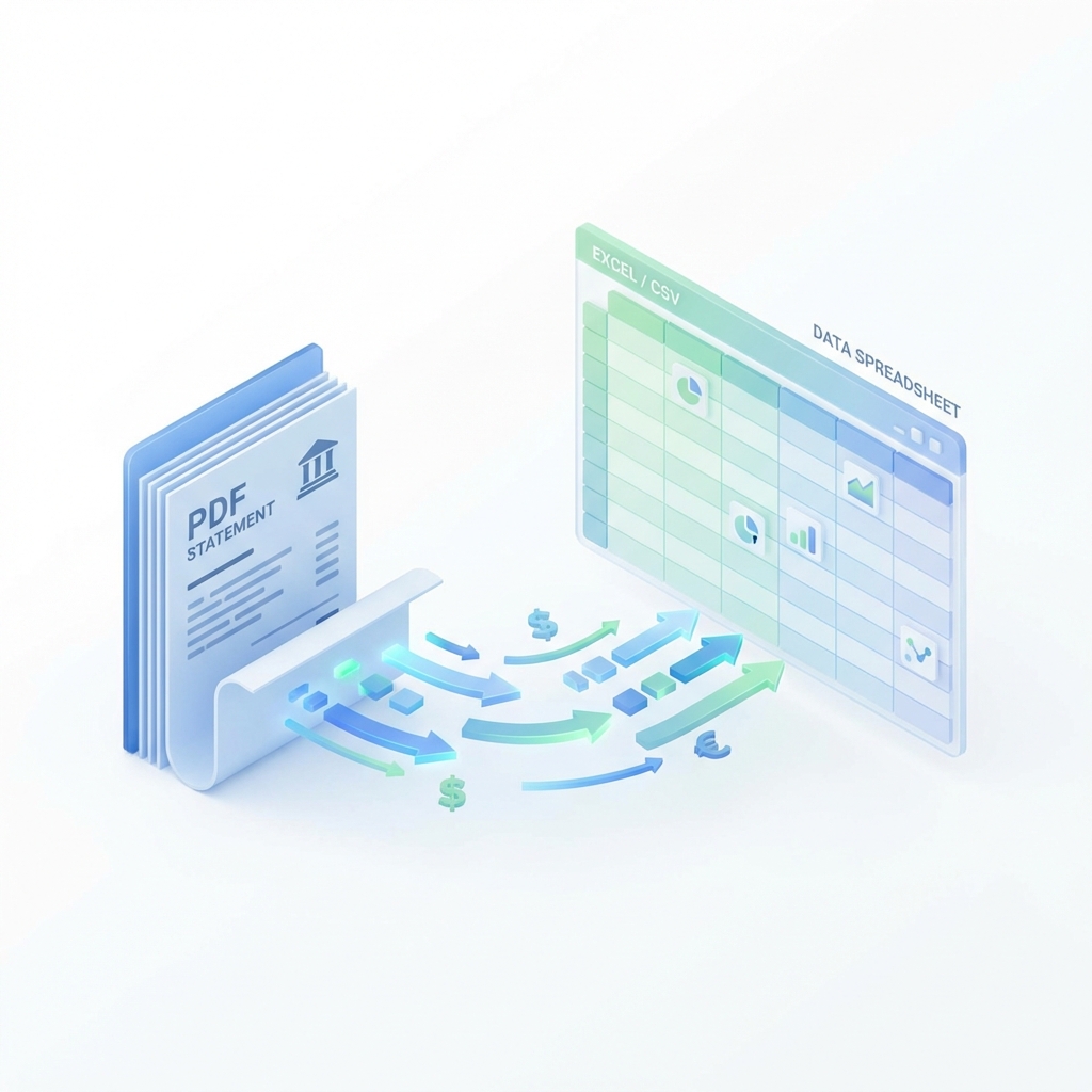 Bank statement to spreadsheet conversion illustration
