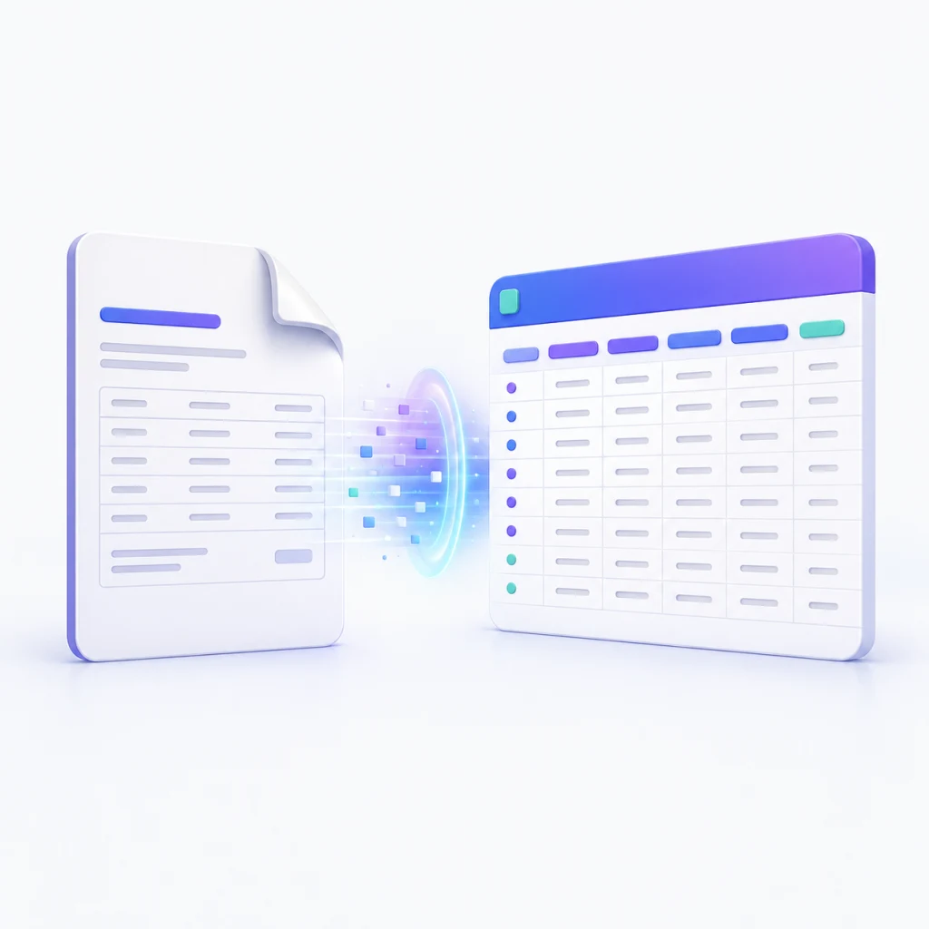 Illustratie van bankafschrift naar spreadsheet conversie