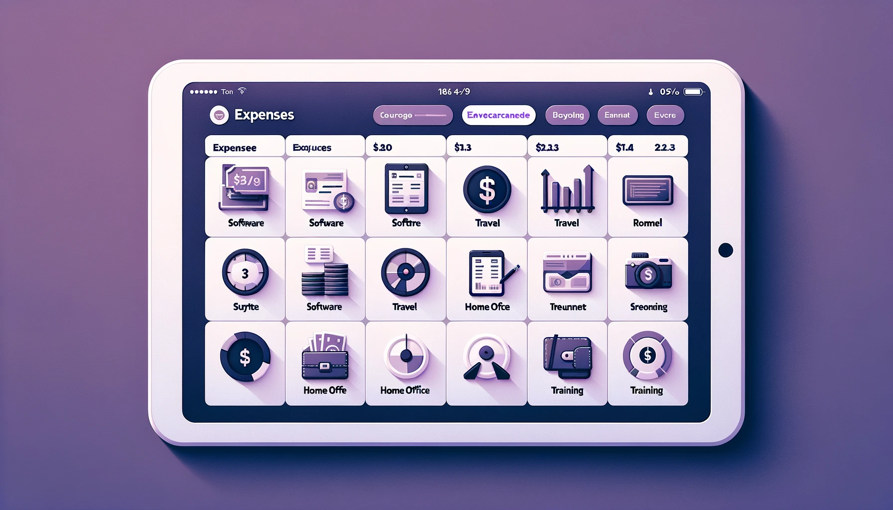 Übersicht abzugsfähiger Betriebsausgaben für Freiberufler: Kontoauszug-Kategorisierung auf Tablet