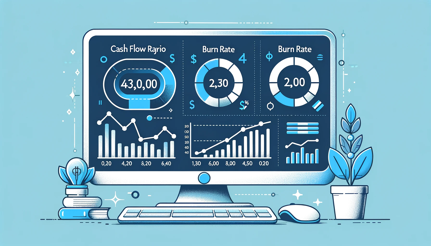 Financial metrics dashboard showing key small business health indicators from bank statement analysis