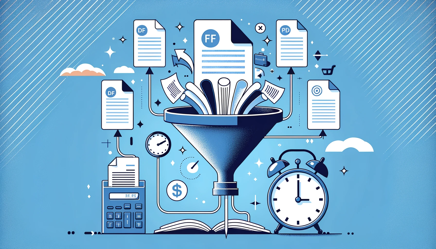 Multiple bank statement PDFs being batch converted into a single organized spreadsheet