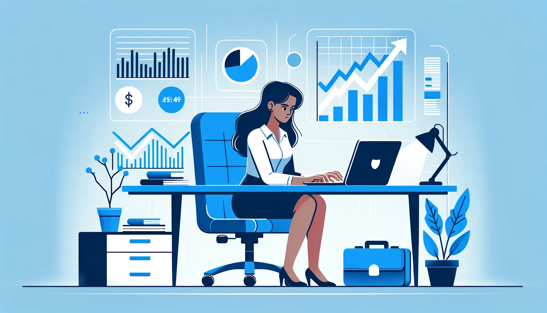 Small business owner analyzing cash flow trends and expense patterns from bank statements on laptop
