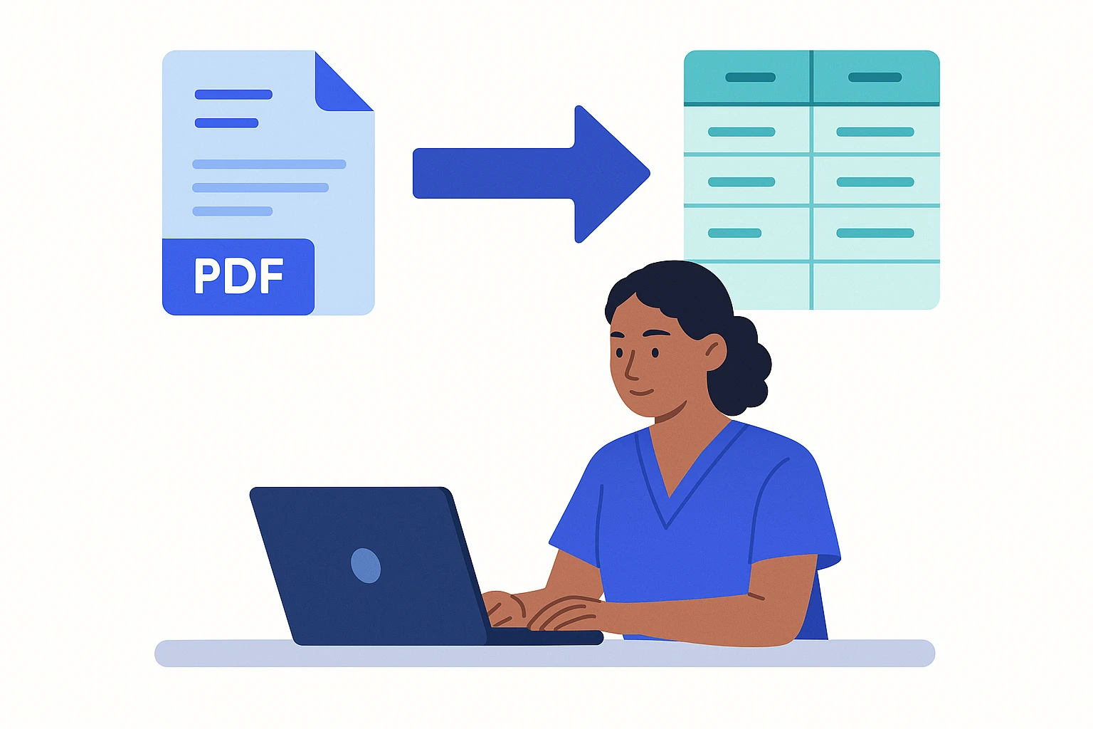 Self-employed nurse converting a bank statement PDF to an Excel spreadsheet for bookkeeping