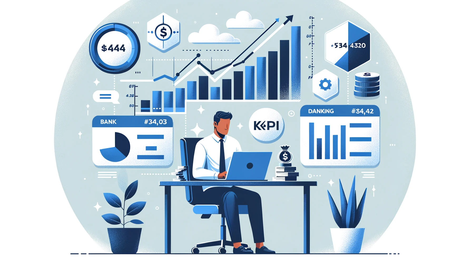 Small business owner tracking cash flow from bank statements with charts on a laptop