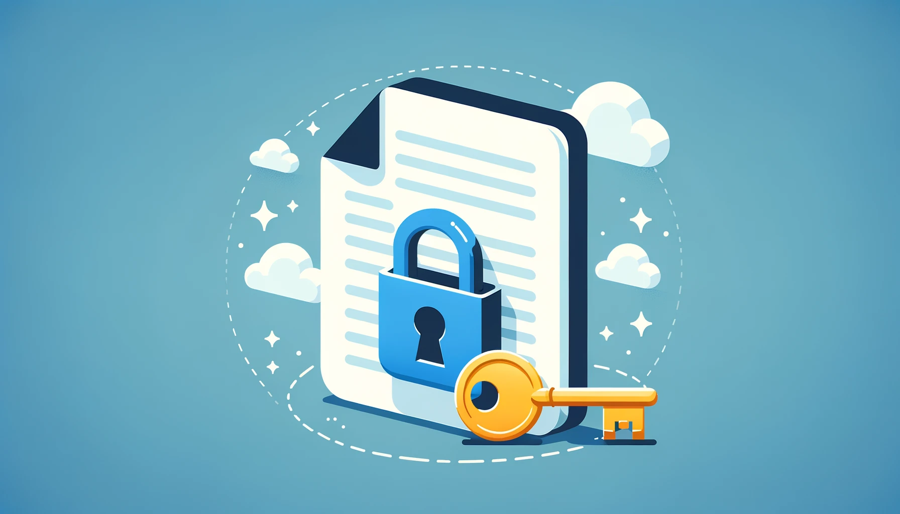 Password protected bank statement PDF being unlocked with a golden key illustration