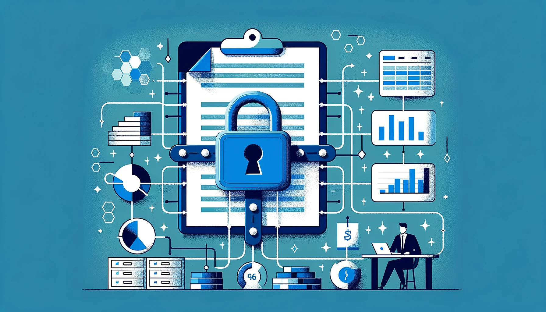 Workflow illustration showing data extraction from a password protected bank statement PDF to a spreadsheet