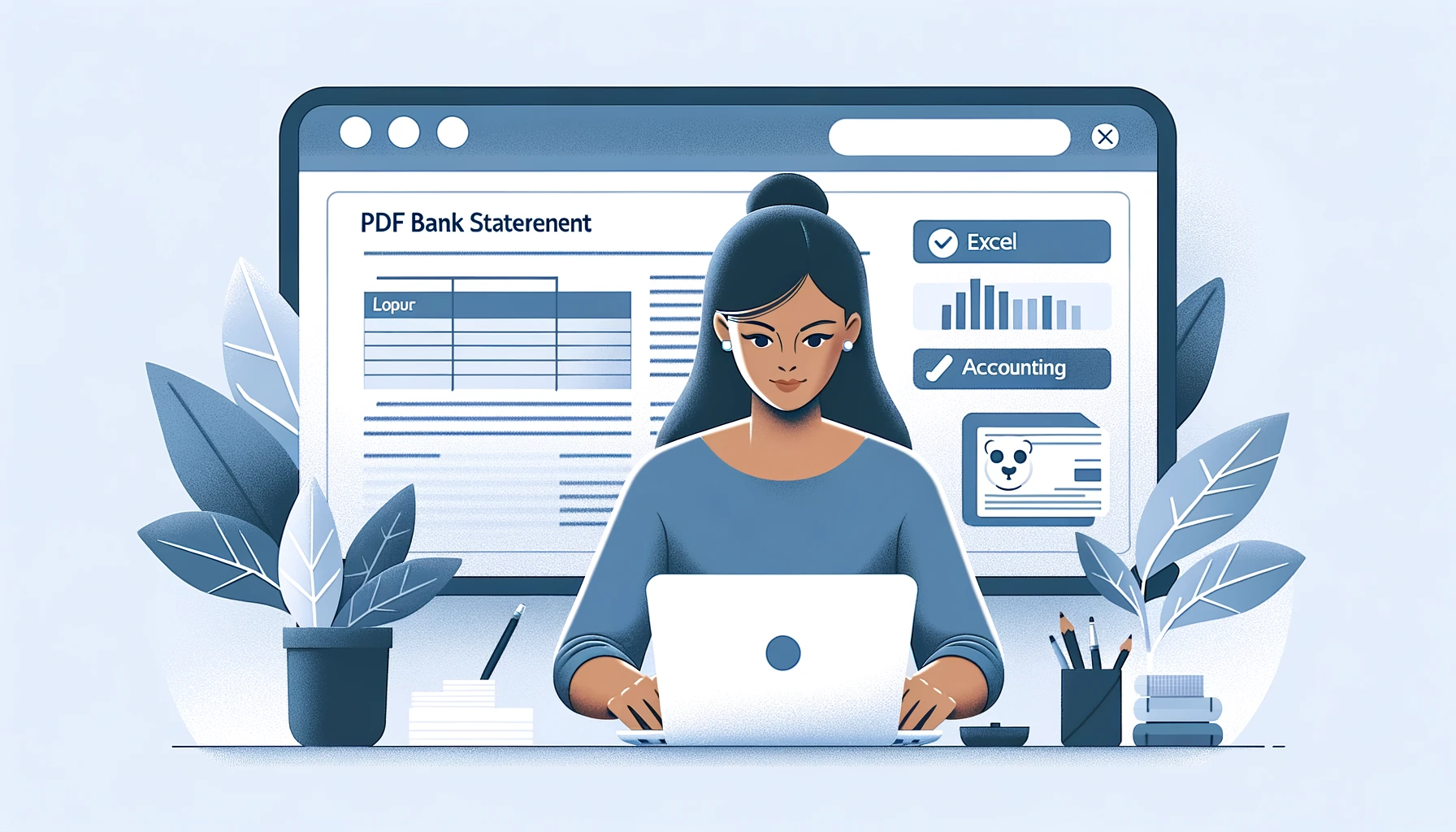 Profesional convirtiendo extracto bancario PDF a hoja de cálculo Excel en ordenador