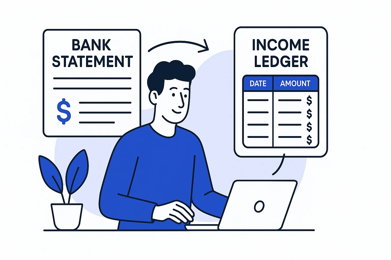 Livre des recettes auto-entrepreneur généré à partir d'un relevé bancaire