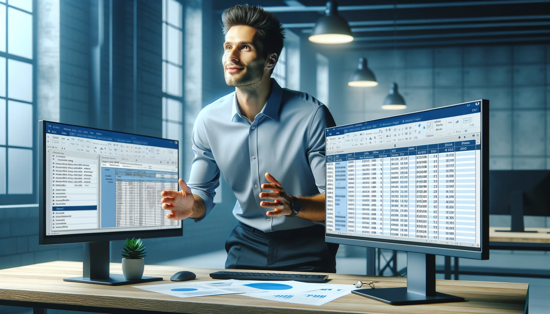 Comptable soulagé devant son écran affichant un relevé bancaire PDF transformé automatiquement en tableau Excel
