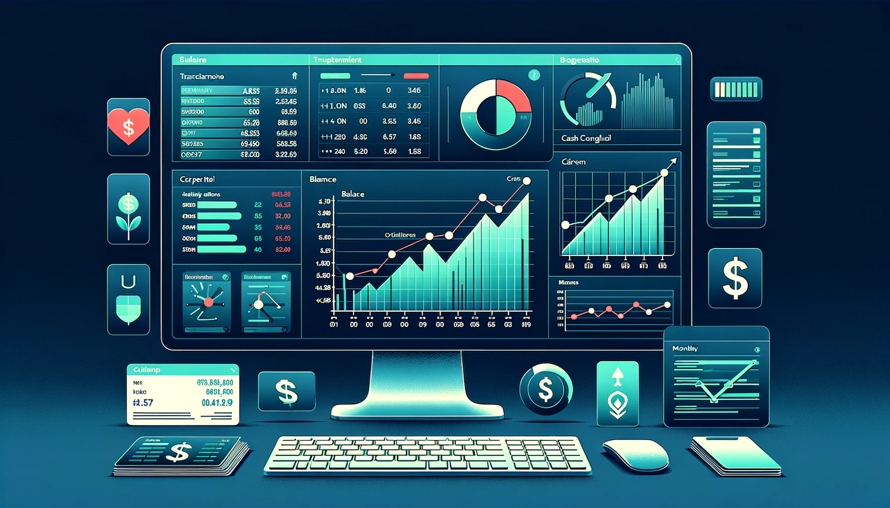 Tableau de suivi de trésorerie Excel avec graphique de flux et KPI de solde bancaire pour PME