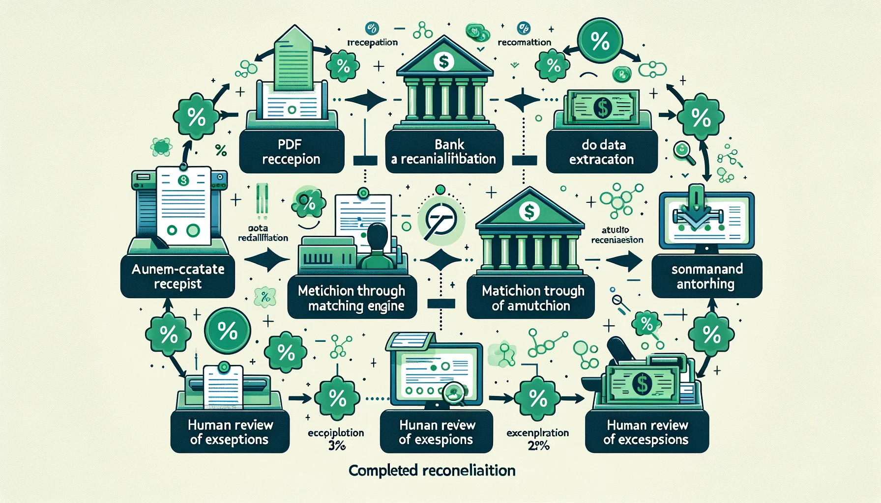 Workflow di riconciliazione bancaria automatizzata: abbinamento movimenti, matching rate elevato e scarto zero