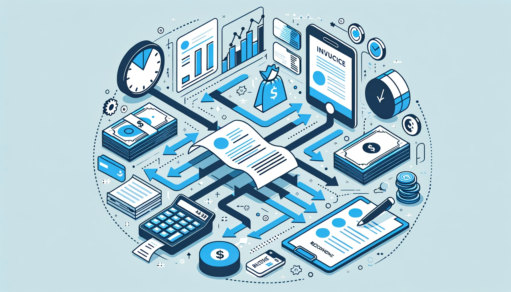 インボイス制度と銀行明細の入金消込フロー図：請求書から銀行照合までの自動化ワークフロー
