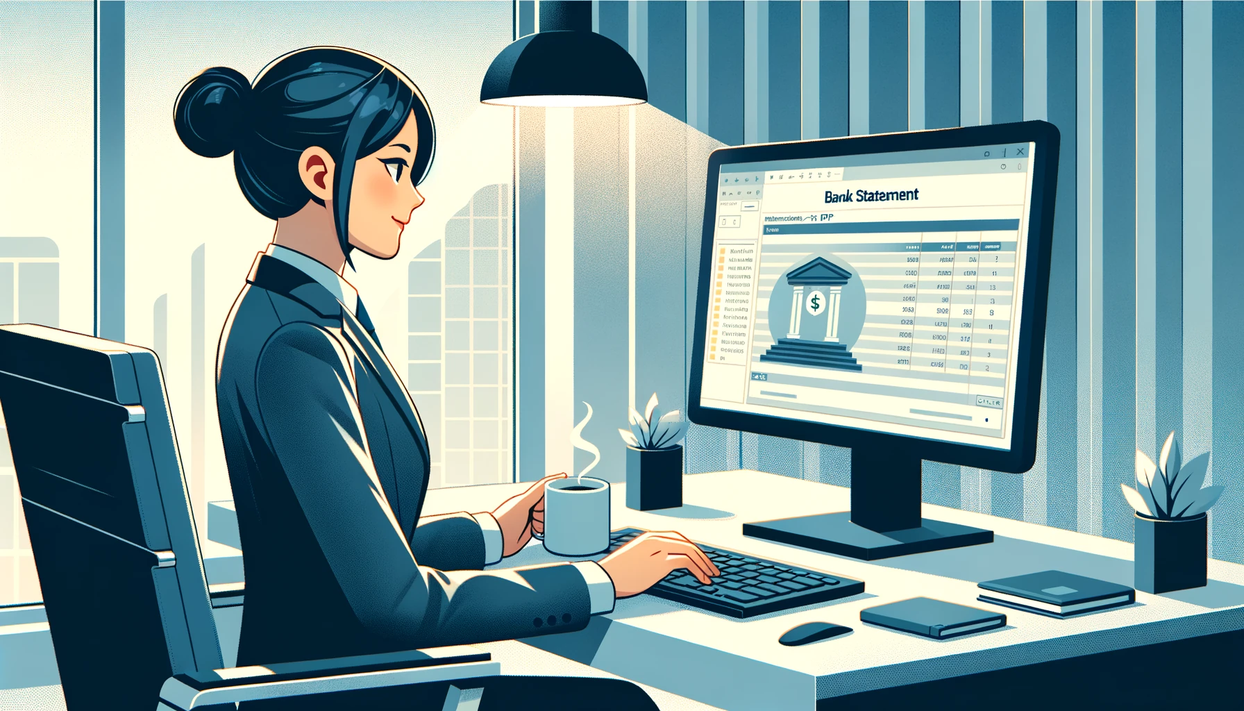 日本のビジネスパーソンが銀行明細PDFを自動でExcelに変換している様子