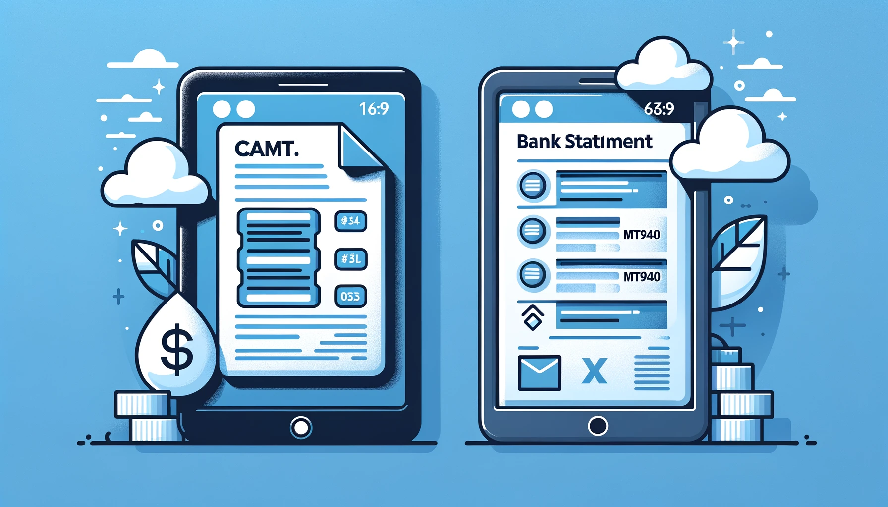 Visuele vergelijking van MT940 en CAMT.053 bankafschriftformaten