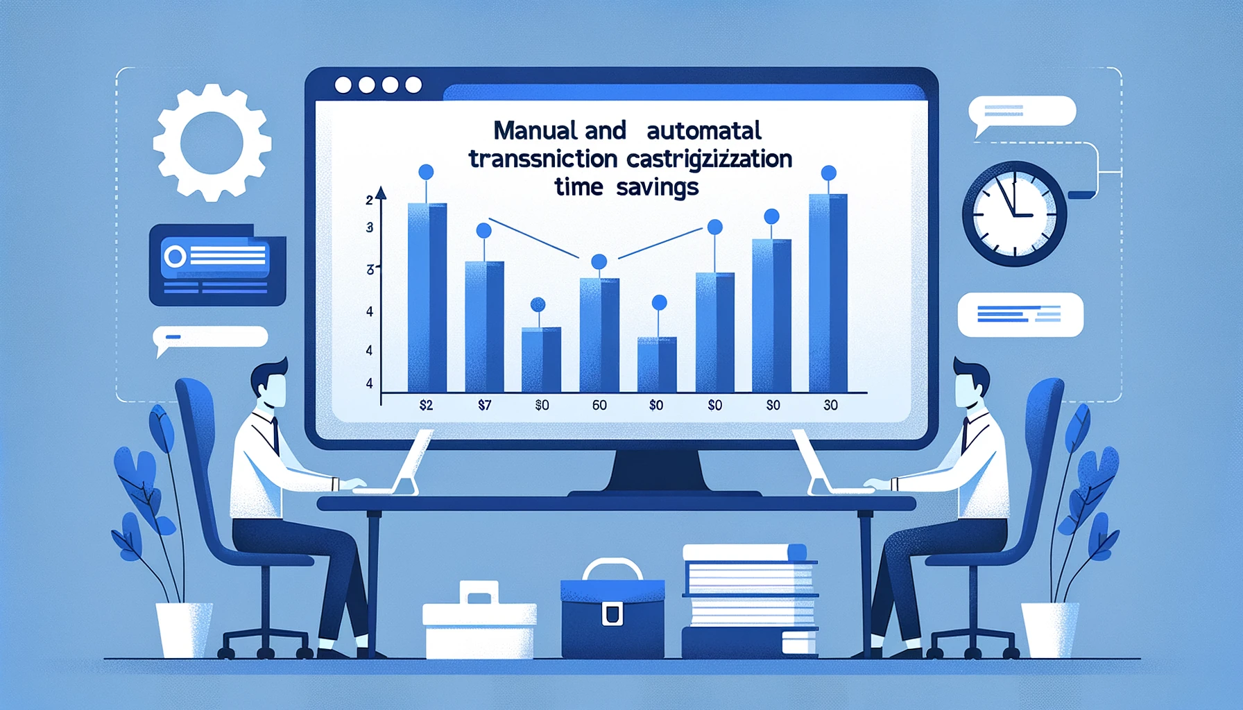 Staafdiagram handmatig vs automatisch bankafschrift categoriseren: tijdsbesparing voor ZZP en MKB boekhouding