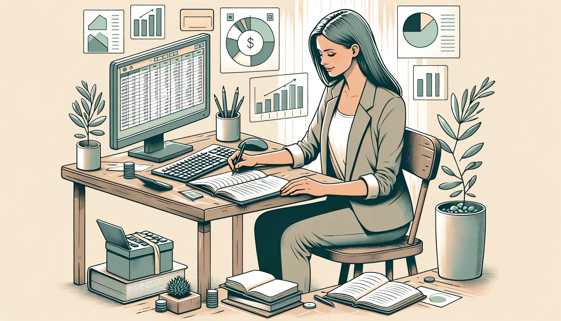 Pequeno empresário fazendo conciliação bancária com Excel