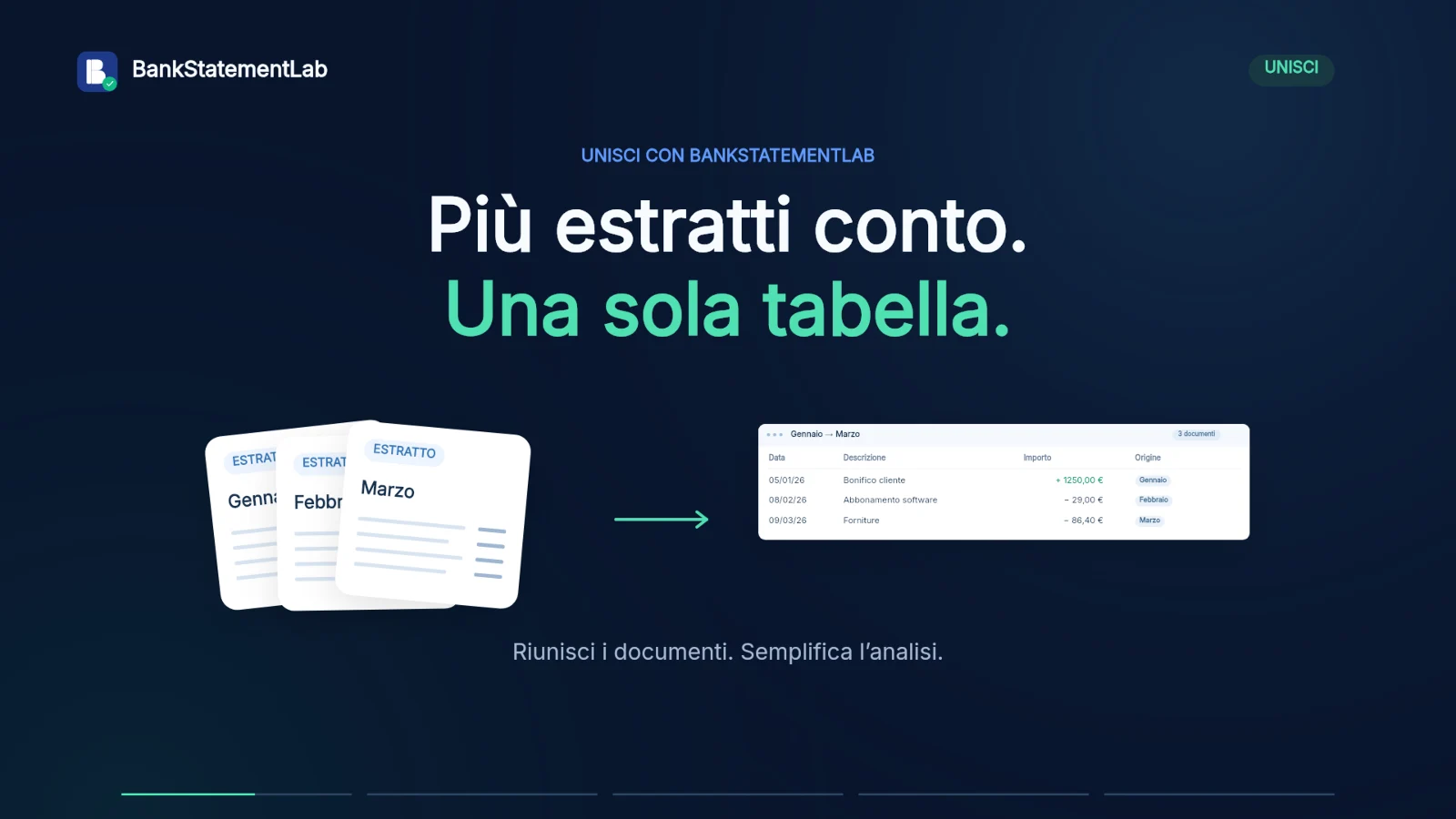 Anteprima video: Unire gli estratti conto in 30 secondi